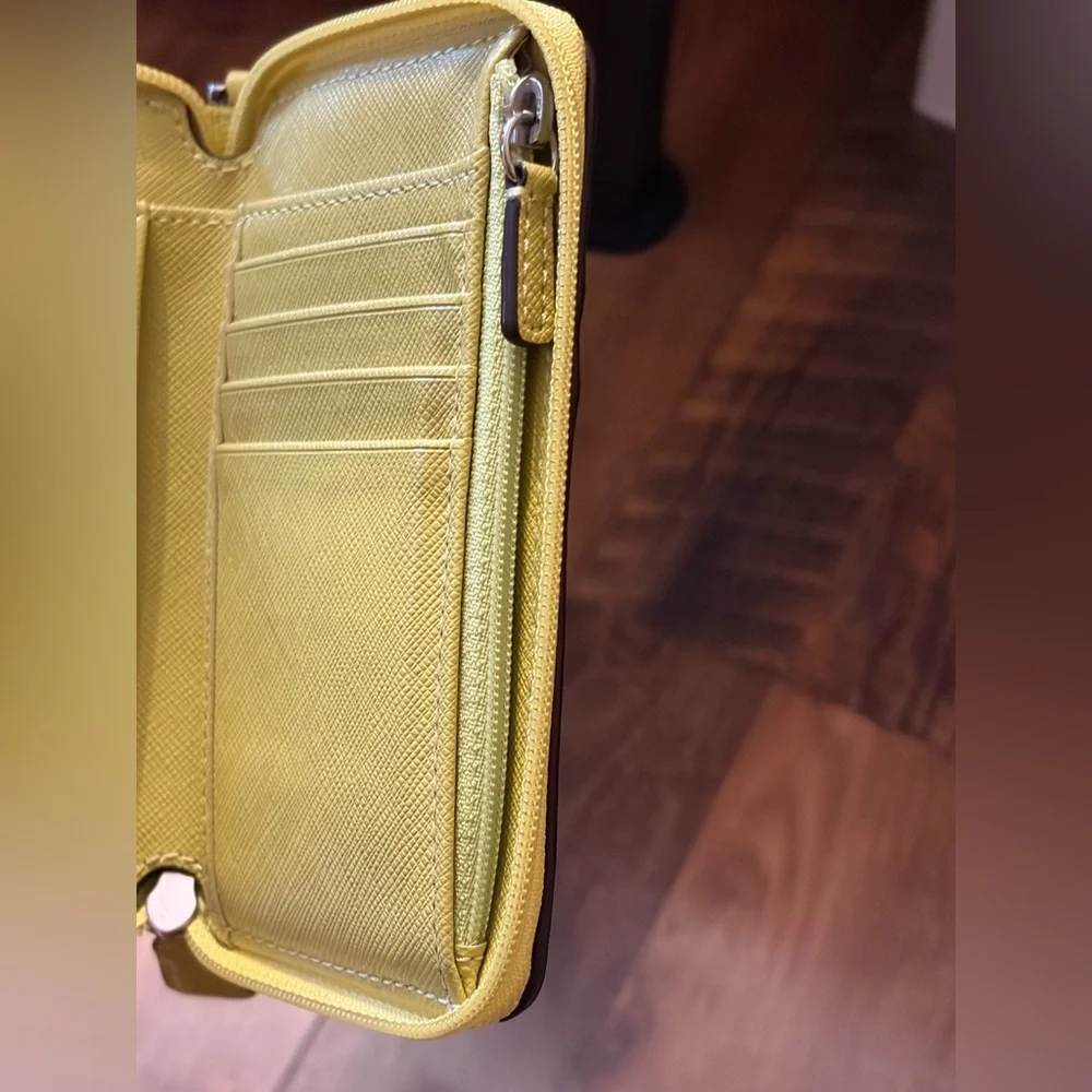 COACH Yellow Leather Wristlet Phone Case